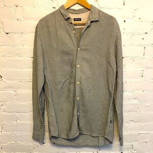 Freitag men’s linen blend long sleeve shirt engineer stripe size m